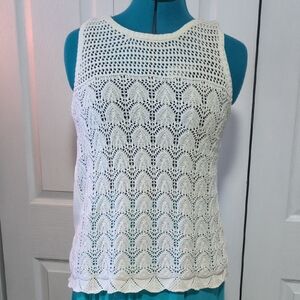 American Eagle Outfitters Cream Crochet Tank Top